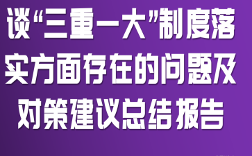談“三重一大”制度落實(shí)方面存在的問題及對策建議總結(jié)報告